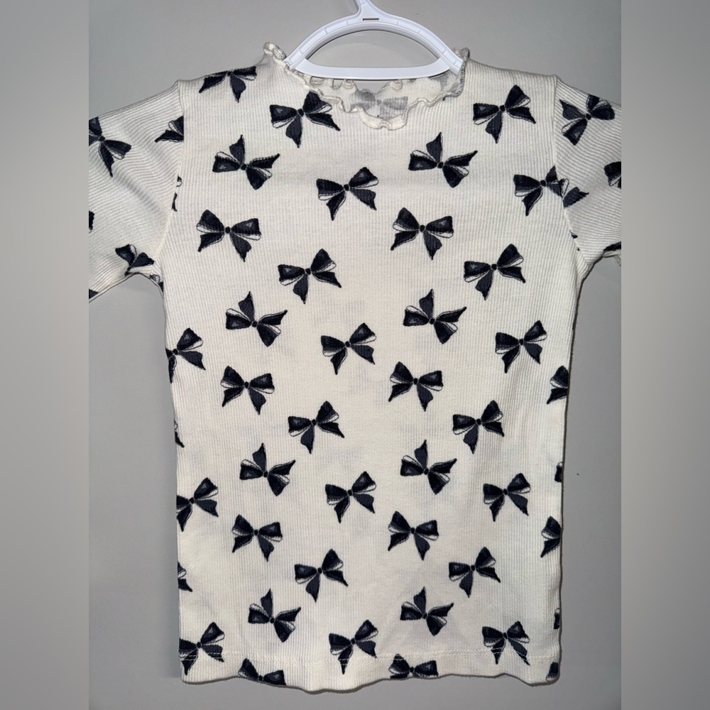Carter's White and Black Long Sleeve Bow Print Tee